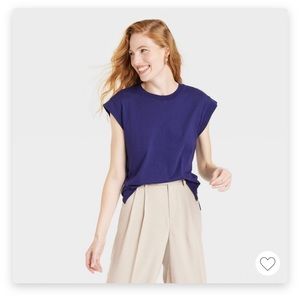 A New Day Extended Shoulder Tee in blue